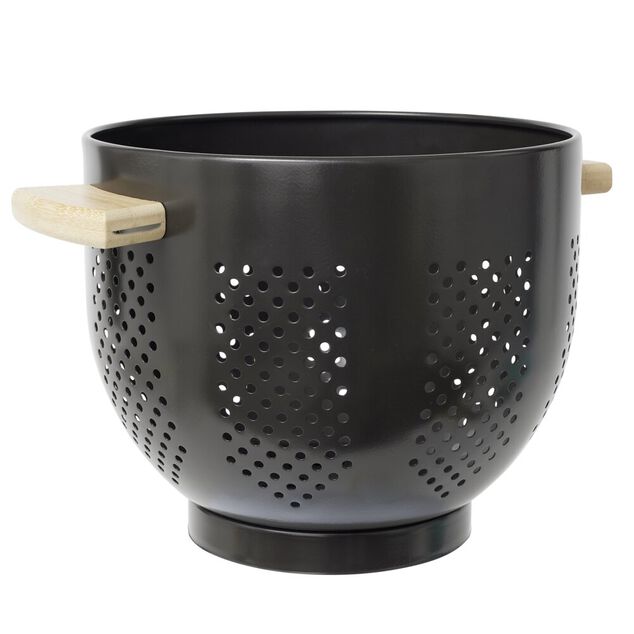 Passoire m&eacute;tal poign&eacute;es bambou &Oslash;22xH18cm (2 mod&egrave;les noir ou blanc)