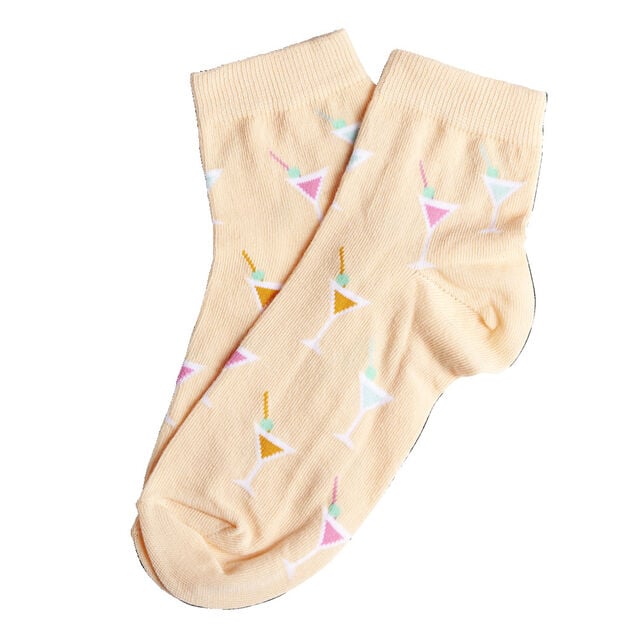 Chaussettes femme beiges motifs cocktails T36/40