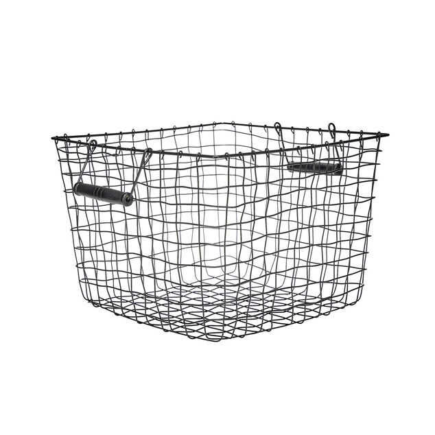 Pani&egrave;re en m&eacute;tal filaire noir 33x33xH23cm