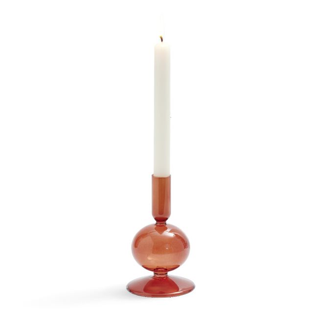 Bougeoir boule chandelier verre ambre &Oslash;8,7xH15cm