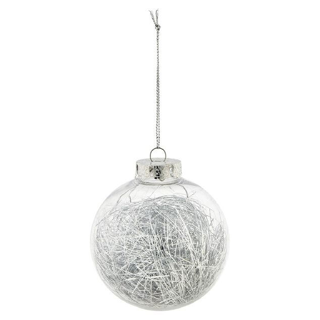 Boule de No&euml;l garnie de cheveux d'ange (4 mod&egrave;les)