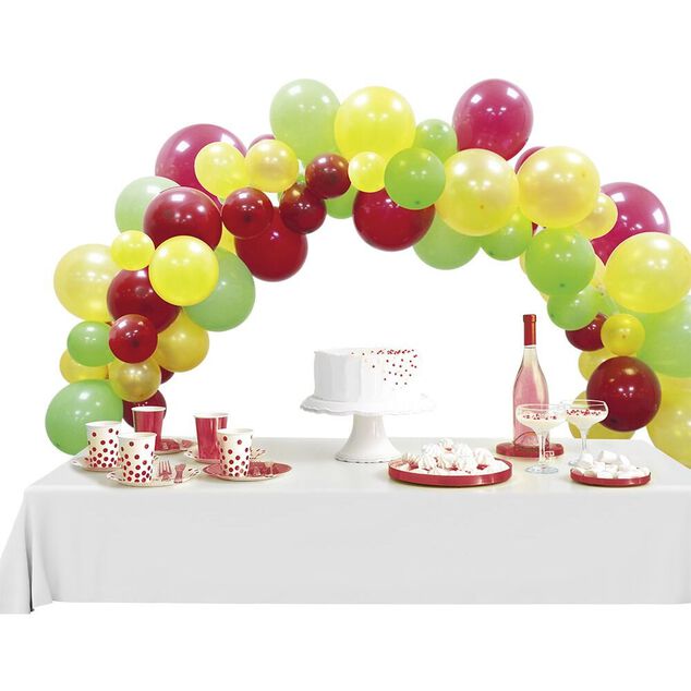 Kit arche de ballons vert jaune rouge 60 pi&egrave;ces 4m