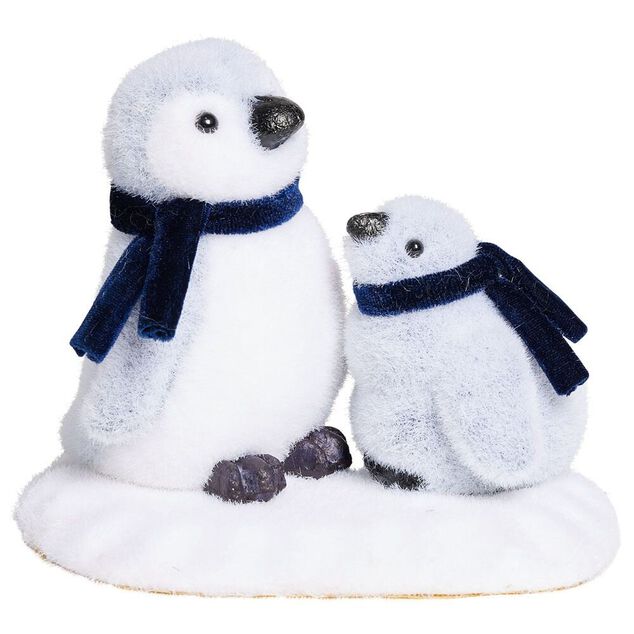 Pingouins sur banquise avec &eacute;charpe bleu et blanc &agrave; poser