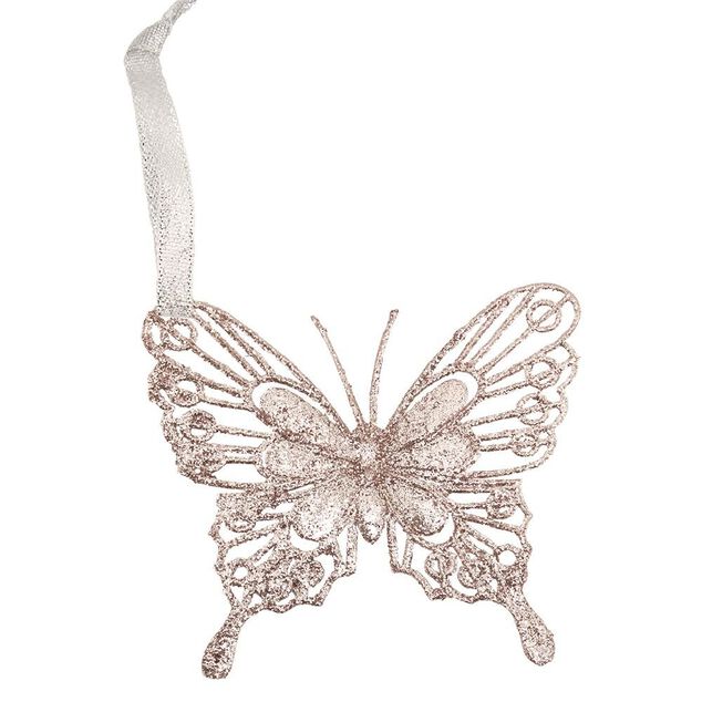 Papillon de Noël pailleté à suspendre 8xH10cm