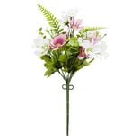 Piquet pâquerette H27 cm blanc rose - Fleur artificielle 22 têtes