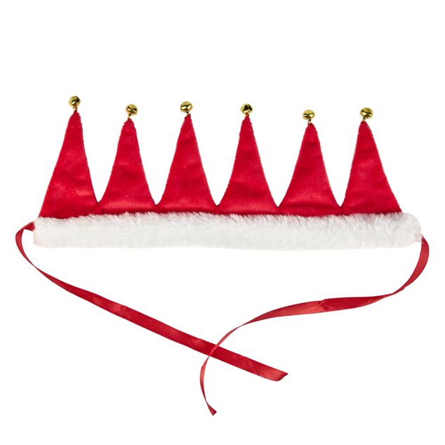 Collier pour chat forme bonnet de lutin grelot Ø15 cm polyester TM/L rouge