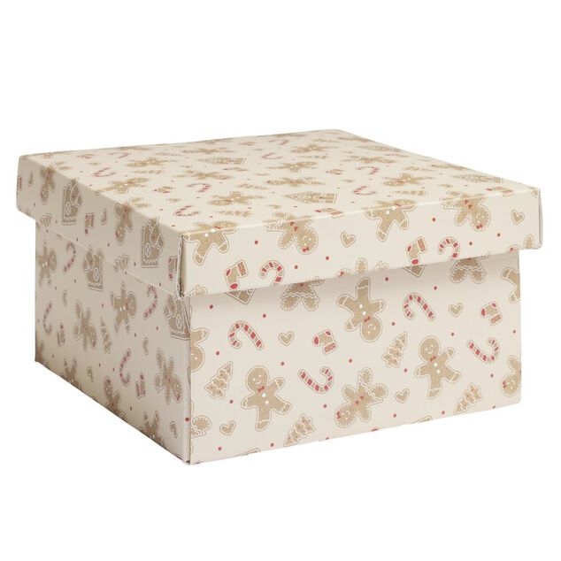 Bo&icirc;te cadeau No&euml;l x3 pliable 3 tailles motif pain d'&eacute;pices