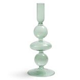 Bougeoir chandelier verre vert Ø8,7xH21,5cm