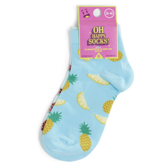 Chaussettes d&eacute;pareill&eacute;es basses motif past&egrave;que/ananas - T36/40