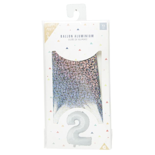 Ballon chiffre 2 aluminium