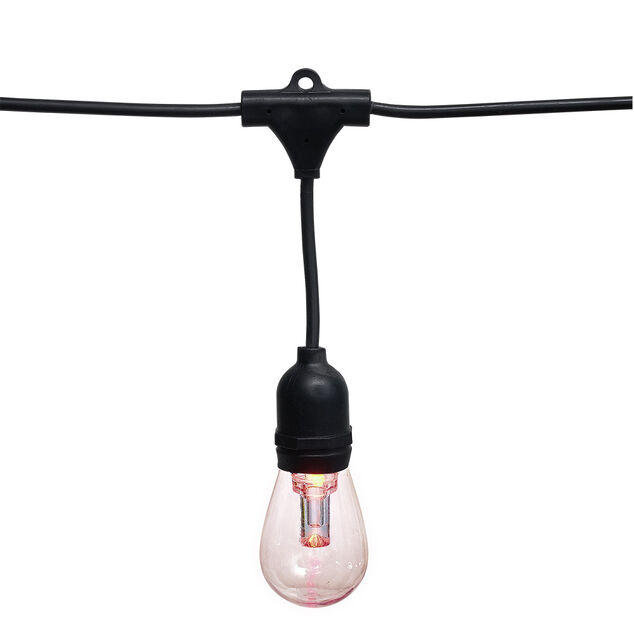 Guirlande guinguette ampoule 15 LED blanc chaud et multicolore 12.4m