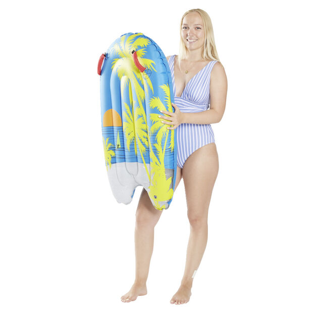 Planche bodyboard gonflable Funky motif palmier bleu et jaune 56x98cm
