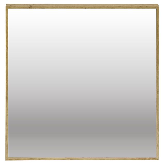 Miroir carr&eacute; bord fin bois et verre marron 30x30cm