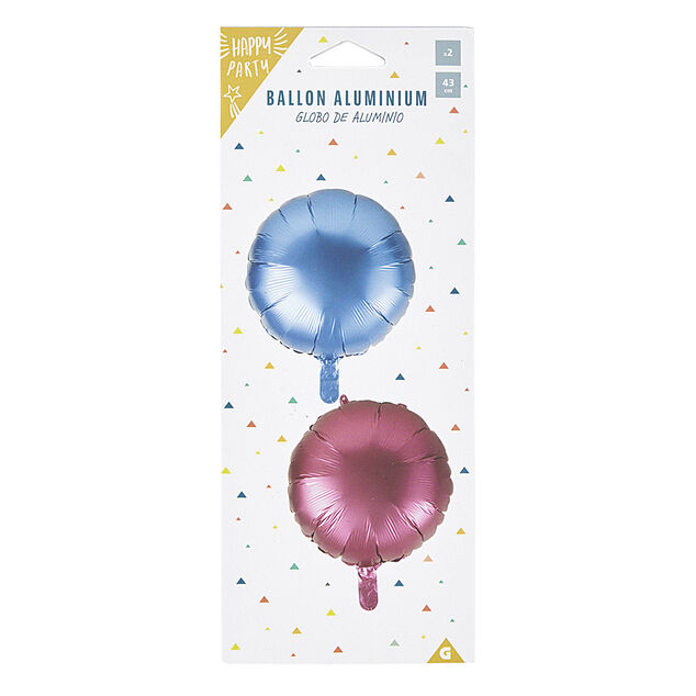 Ballon aluminium bleu et rose x 2