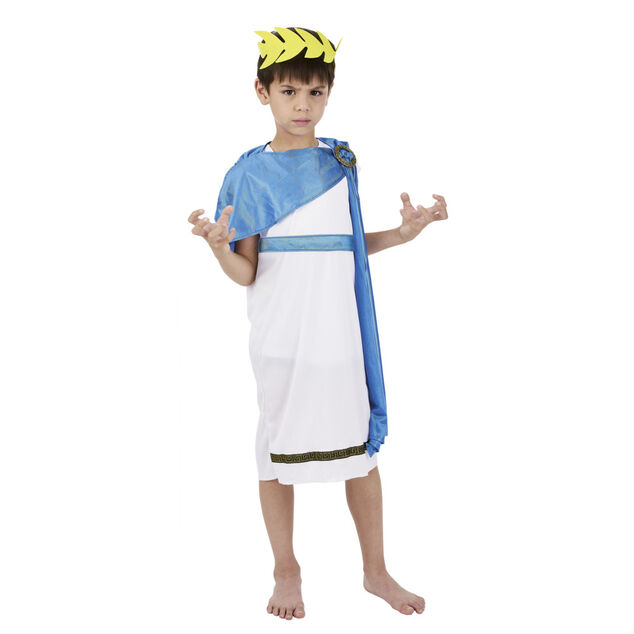 D&eacute;guisement gar&ccedil;on Dieu grec blanc et bleu 4/6 ans
