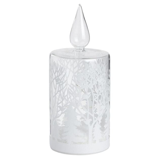 Bougie en verre &agrave; LED d&eacute;co blanche th&egrave;me No&euml;l