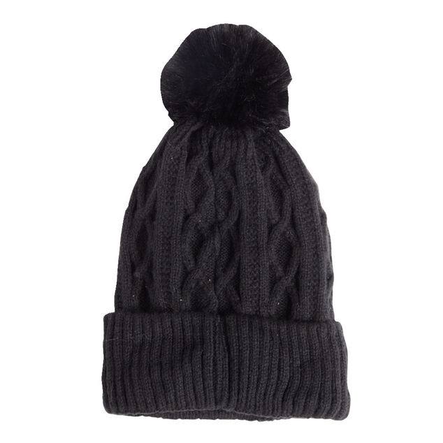 Ensemble mug 450ml fa&iuml;ence avec bonnet &agrave; pompon noir