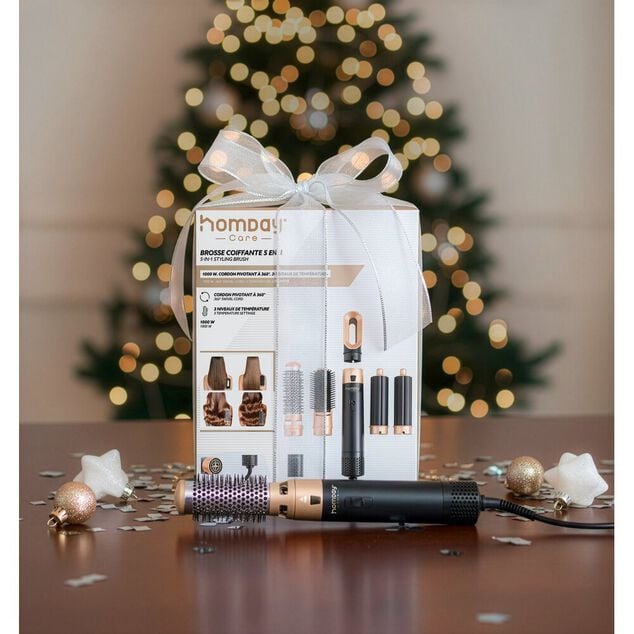 Brosse coiffante 5en1 boucleur sèche-cheveux Homday avec 5 accessoires