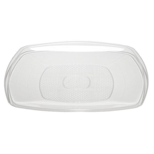 Lot de 6 assiettes carr&eacute;es plastique transparent &agrave; bord arrondi 22x22 cm