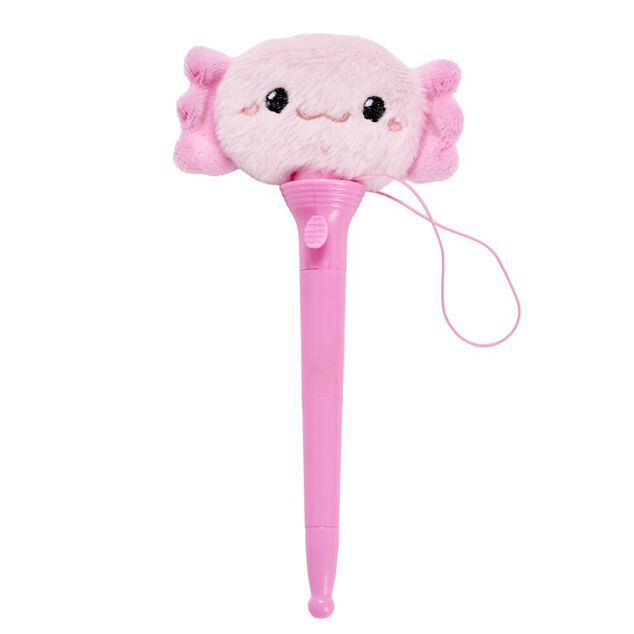 Stylo extr&eacute;mit&eacute; peluche encre bleue L19,5cm (2 mod&egrave;les capybara ou axolotl)