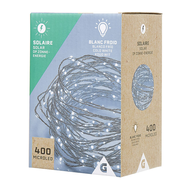 Guirlande lumineuse Solaire 400 microled Blanc froid 20 m