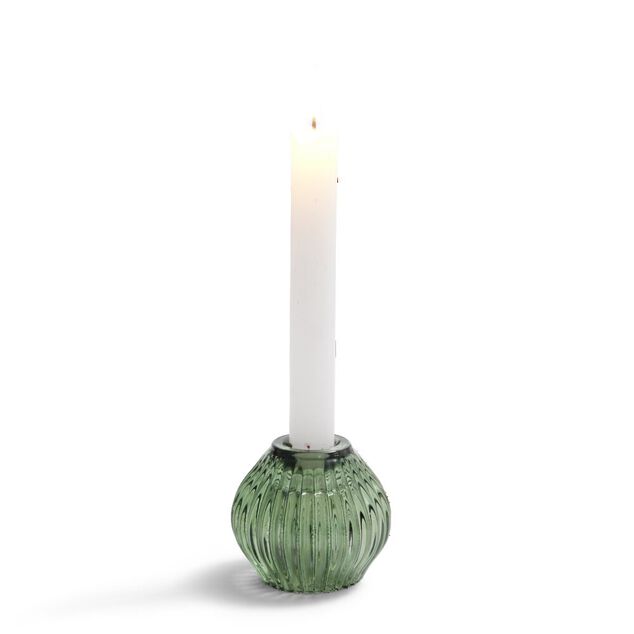 Bougeoir rond verre vert &Oslash;7,5xH7,5cm