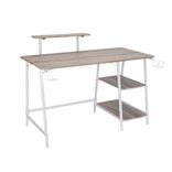 Bureau en bois et m&eacute;tal blanc 118x60xH94cm