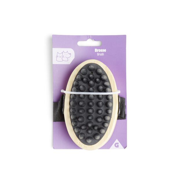 Brosse animal ovale caoutchouc et bambou