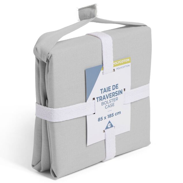 Taie de traversin 85x185cm polycoton gris
