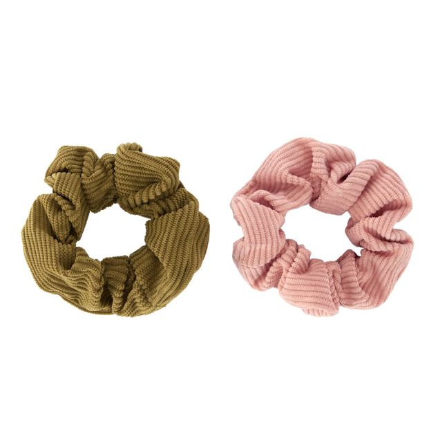 Chouchou en tissu x2 velours c&ocirc;tel&eacute; &Oslash;11cm (2 mod&egrave;les)