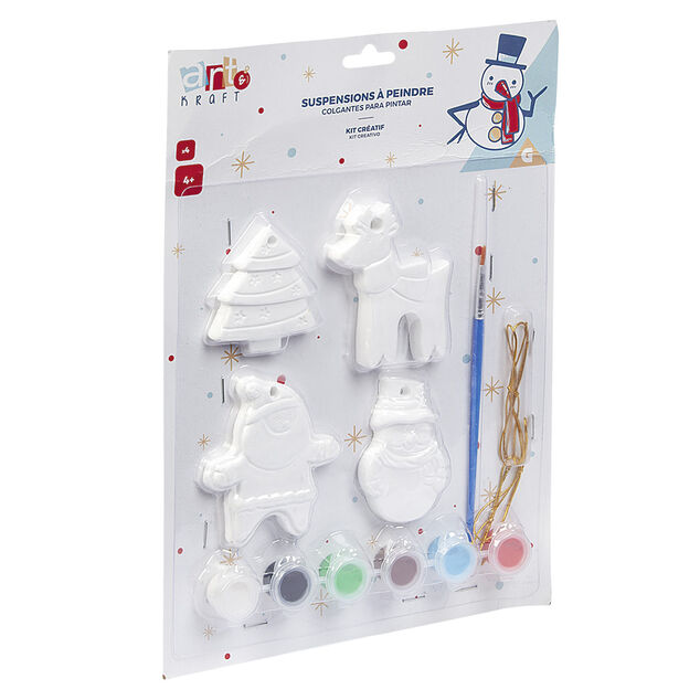 Suspension de No&euml;l en pl&acirc;tre &agrave; peindre x4