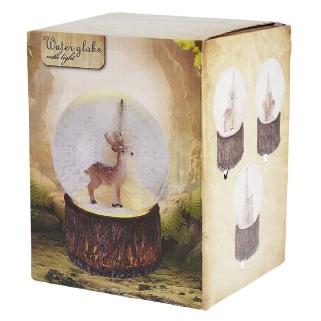 Boule &agrave; neige en verre d&eacute;co animal de la for&ecirc;t