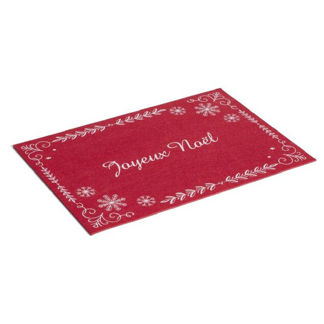 Set de table feutrine Joyeux No&euml;l rouge 30x45cm