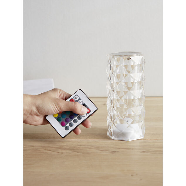 Lampe LED RGB tactile design cristal avec télécommande Ø7,5xH15,5cm