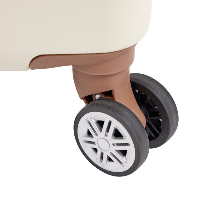 Valise rigide 61L trolley 4 roulettes plastique ABS beige 42x26xH67cm