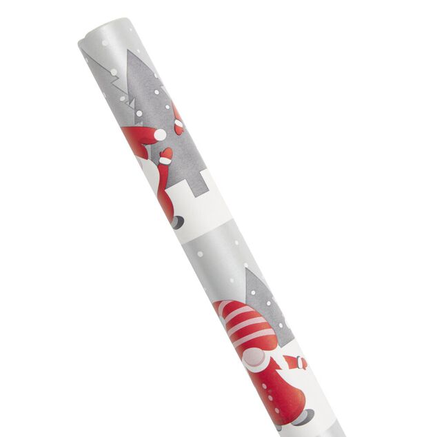 Papier cadeau Noël rouleau x3 avec 20 étiquettes autocollantes traditionnel