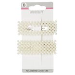 Barrette perles imitation blanc x2
