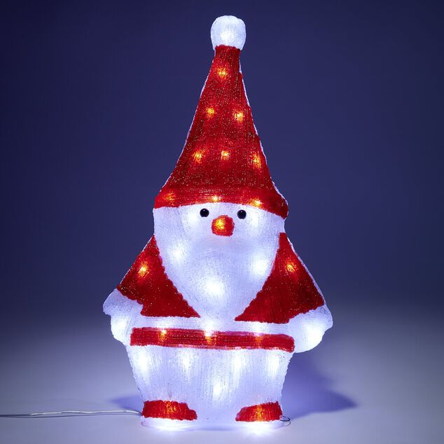 P&egrave;re No&euml;l 2D lumineux 30LED acrylique rouge et blanc H51 cm