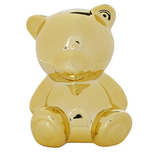 Tirelire forme ours m&eacute;tallis&eacute; en c&eacute;ramique H10,5cm