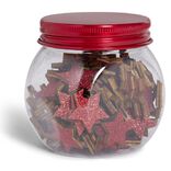 Étoile décoration de table bois rouge pailleté x80