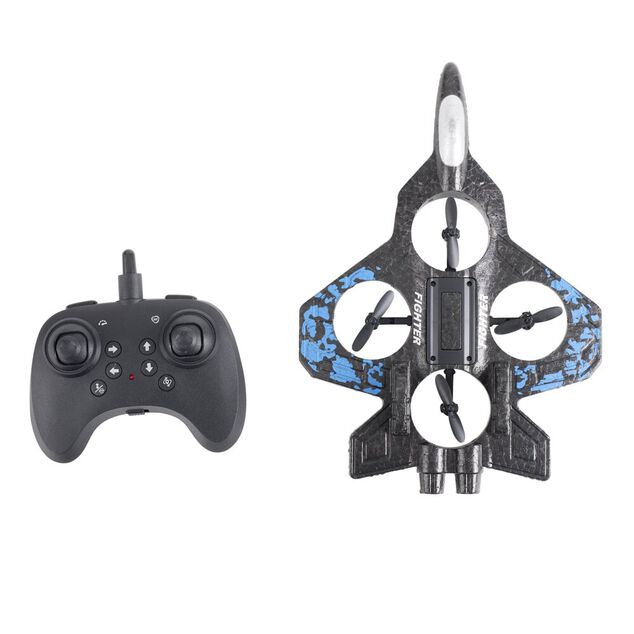 Avion radiocommand&eacute; lumineux USB 360&deg; noir et bleu