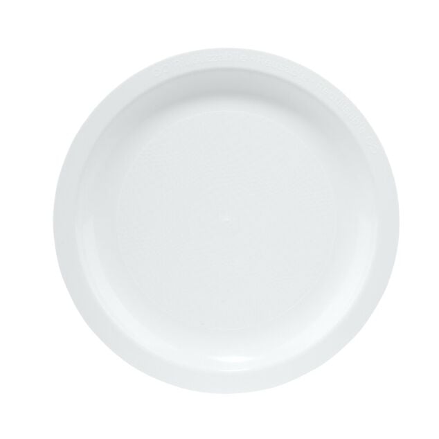 Assiette &agrave; dessert plastique x12 blanc &Oslash;18,5cm
