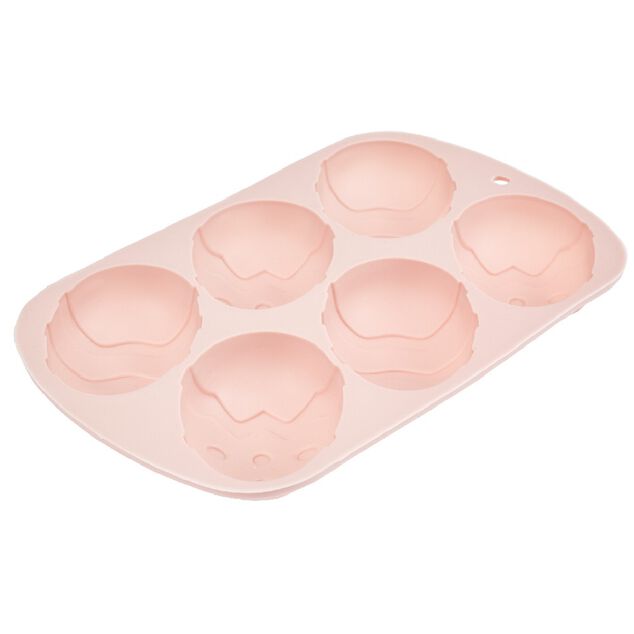 Moule silicone oeuf de P&acirc;ques &agrave; motifs en relief x 6