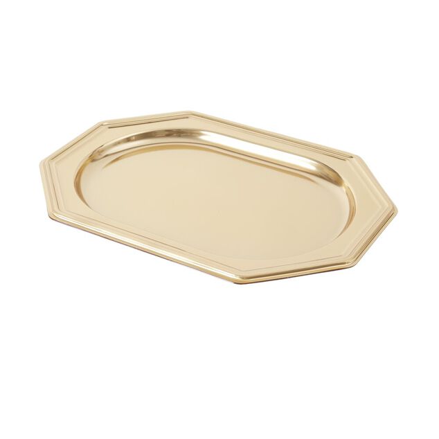 Plat de pr&eacute;sentation traiteur octogonal X3 pcs L35X22XH2 cm dor&eacute;