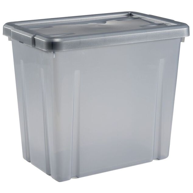 Bo&icirc;te de rangement en plastique gris fum&eacute;e 8,8L