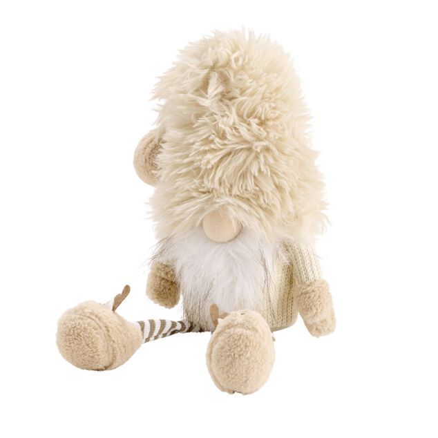 Gnome d&eacute;coratif en polyester beige H48cm
