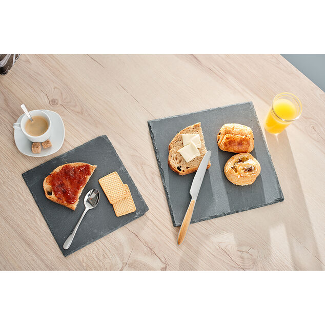 Assiette &agrave; dessert ardoise carr&eacute;e 20x20cm