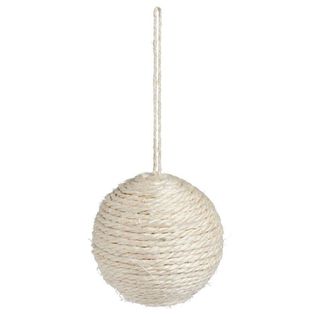 Boule de No&euml;l jute beige &Oslash;8,5cm