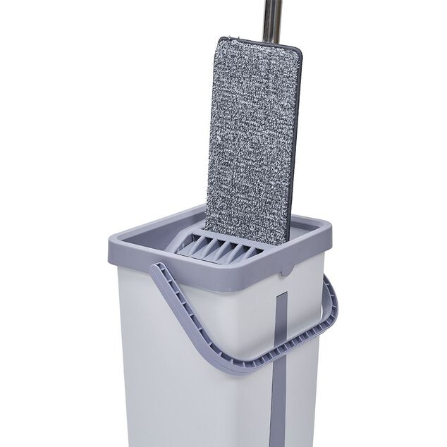 Seau essoreur avec balai plat pliable 8 L