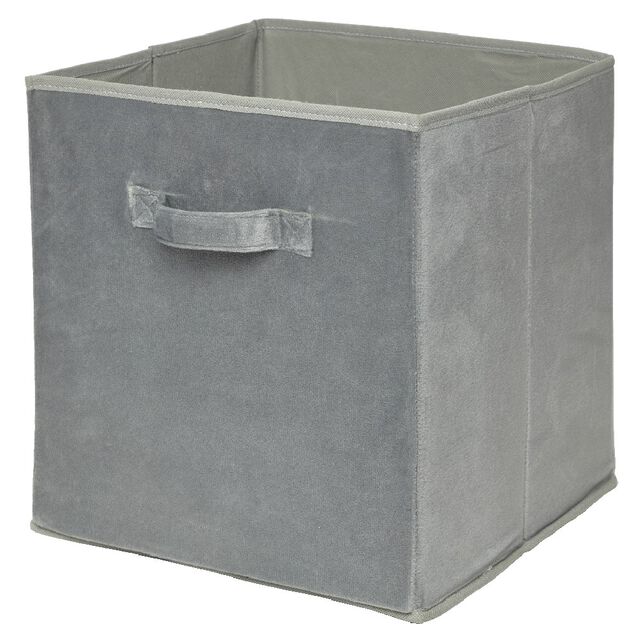 Pani&egrave;re Box Cube effet velours 31x29x31cm gris